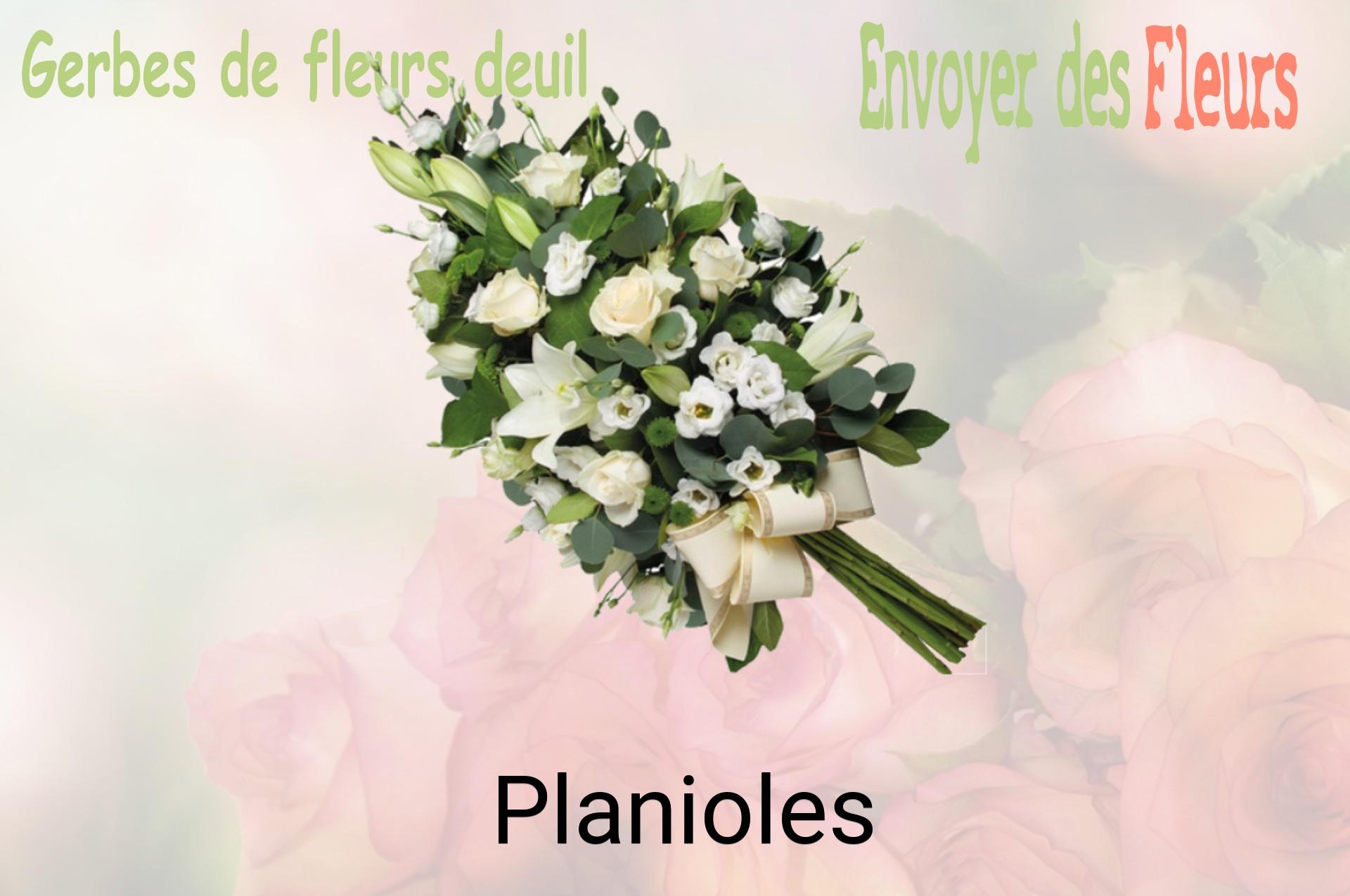 Gerbe de fleurs de deuil livrée à Planioles